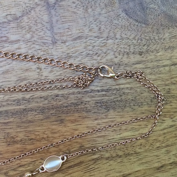 Double Layer Gold Chain Geometric Shapes Rhinestone Long Necklace Jewelry - Picture 4 of 4